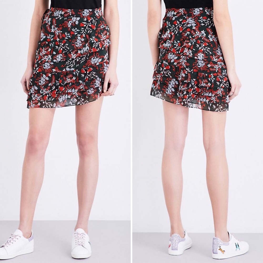 Maje Jerkita Floral Print Tiered Ruffle Skirt - Picture 4 of 8